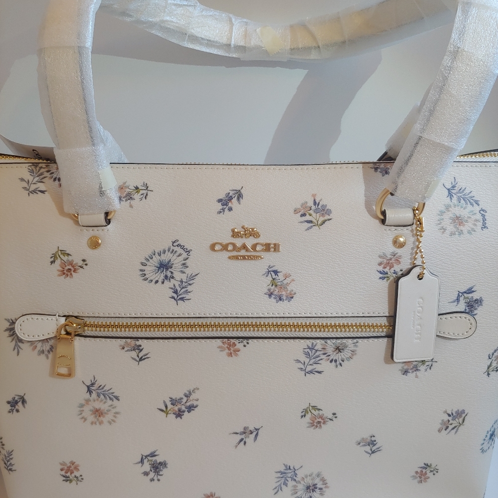 Coach Dandelion Floral Print Gallery Tote Im/Chalk - Picture 6 of 9